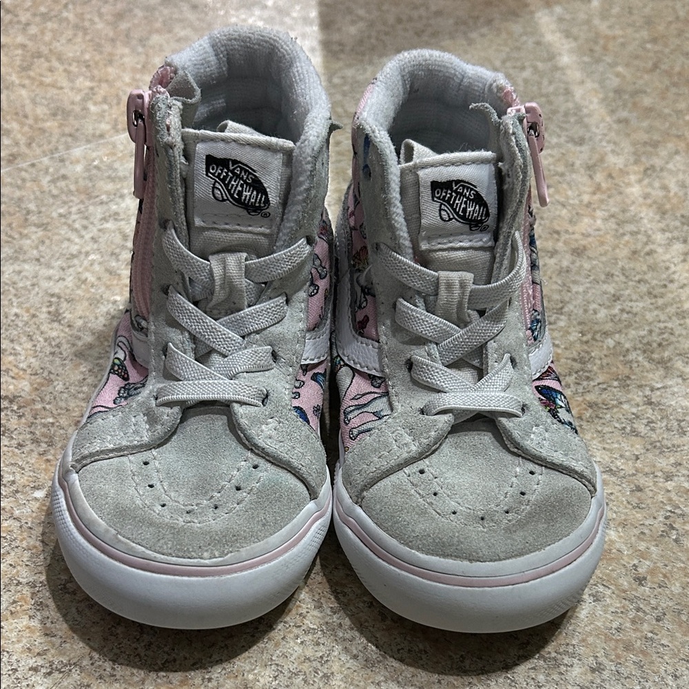 Vans Kids High-Top Sneakers - Pink and Light Gray size 6.5 toddler